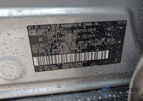 2020 Toyota Rav4 Xle Premium z USA, uszkodzony, nr VIN 2T3C1RFV7LW090037